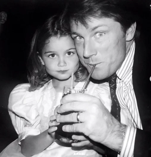 An old image of Rachel Matthews with her dad Brian Matthews