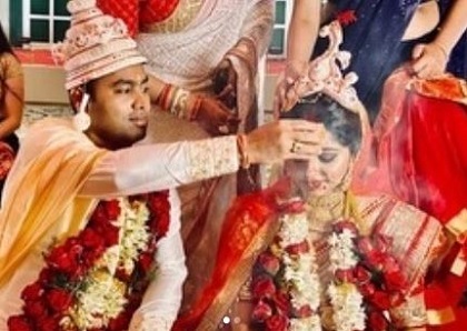 Jhilik Bhattacharya with her husband, Pritiranjan Gharai