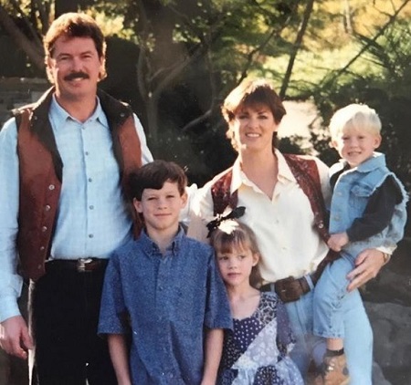Matt Keough with his son Colton Keough, Shane Keough, daughter Kara Keough, and wife Jeana Keough 