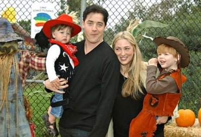 Afton Smith with her husband Brendan Fraser and their kids Griffin Arthur Fraser, Holden Fletcher Fraser, and Leland Francis Fraser