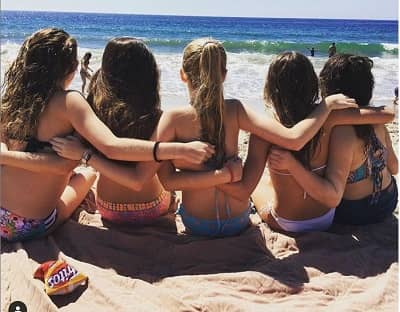 Alexa Nisenson on beach with her friends