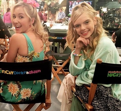 Jessica Belkin on the set of Nicky, Ricky, Dicky & Dawn