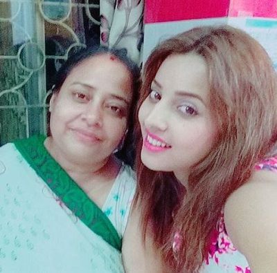 Pamela Mandal with her mother Manika Mondol