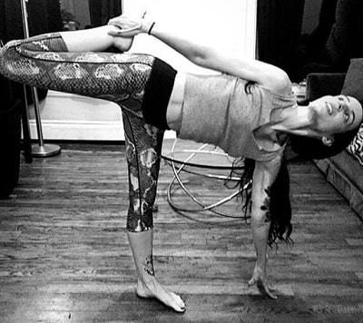 DJ Empress doing her Yoga rotuine