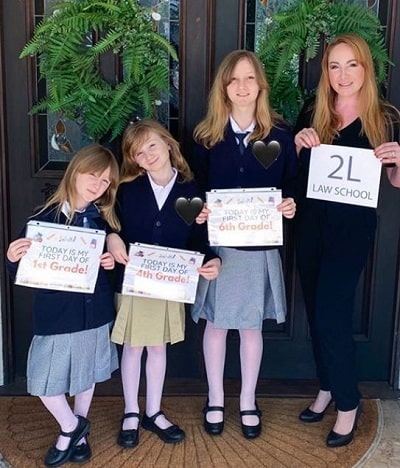 Jenna Karvunidis pictured with her daughters Bianca, Stella and Greta