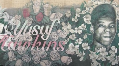 Yusuf Hawkins wall art in Brooklyn