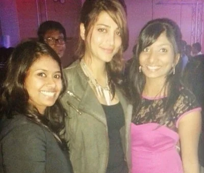 Sneha Britto photographed with actress Shruti Haasan during a fashion event