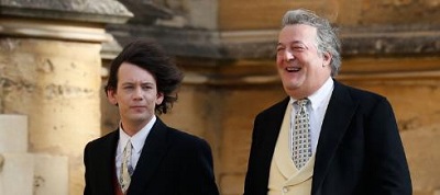 Elliott Spencer and Stephen Fry going to Eugenie's marriage ceremony