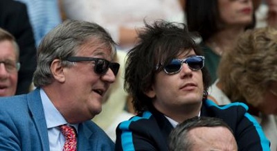 Elliott Spencer's lovable partner Stephen Fry watching Wimbledon championship