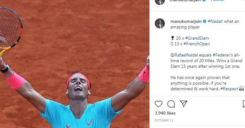 Manu Kumar Jain as a fanboy of Rafael Nadal