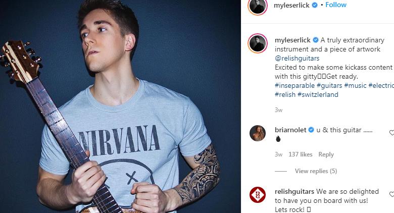 Myles Erlick in love with Relish guitars