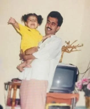 Namratha Gowda with her dad in her childhood