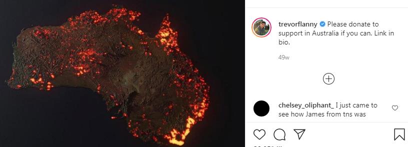 Trevor Tordjman in promotin to support Austarlia against the fire