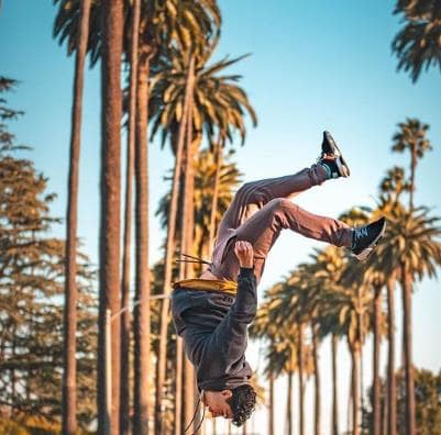 Trevor Tordjman showing his dancing skills for a photoshoot