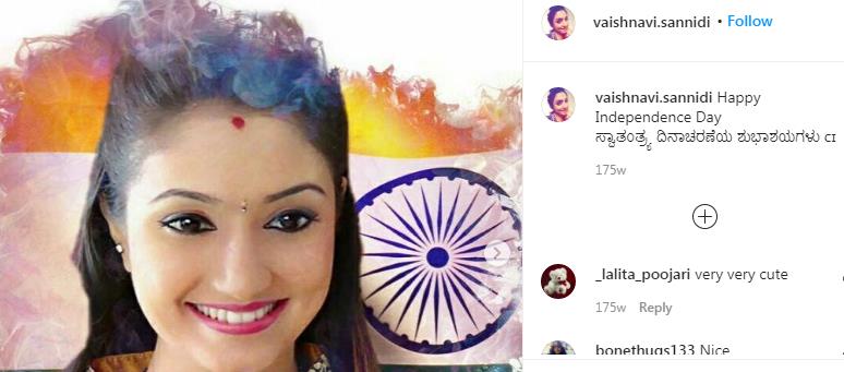 Vaisnavi Gowda in the post of wishing Independence day