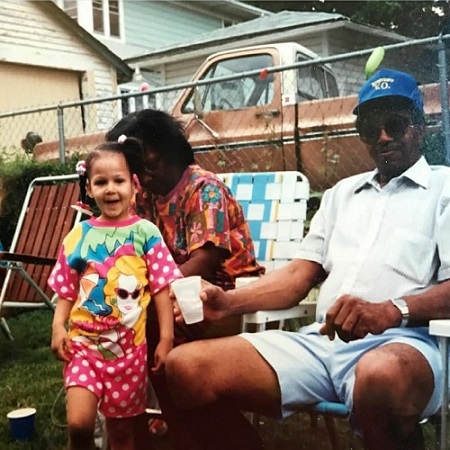 Megan Bowen's childhood photo with her great-grandfather