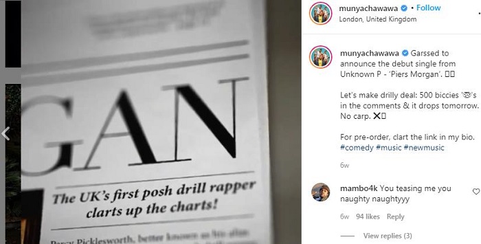 Munya Chawawa as a posh drill rapper