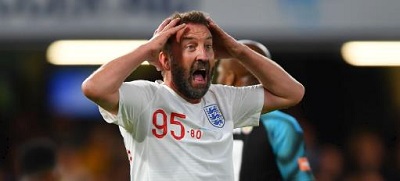Tara McKillop's husband Lee Mck playing football for Soccer aid