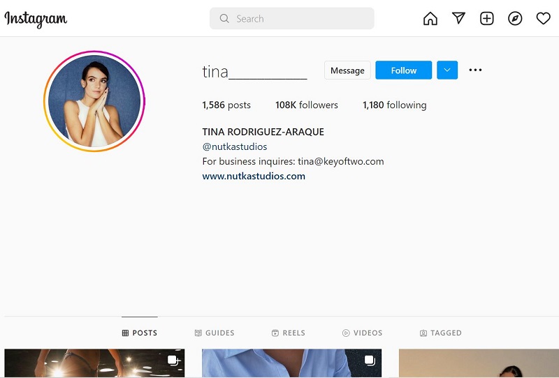 Tina Rodriguez Instagram account