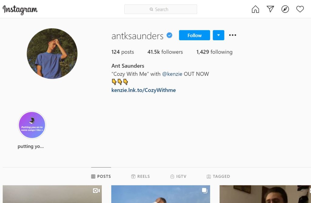 Ant Saunders Instagram account