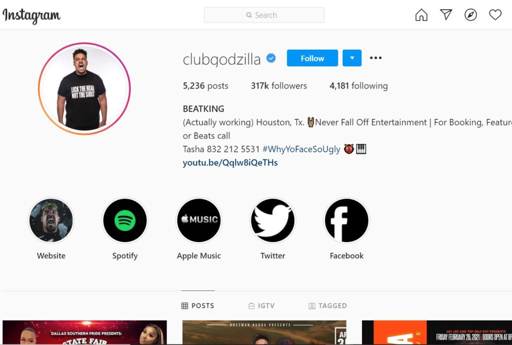 BeatKing Instagram account
