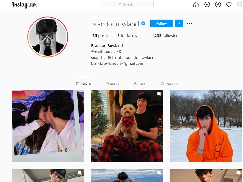 Brandon Rowland's Instagram account