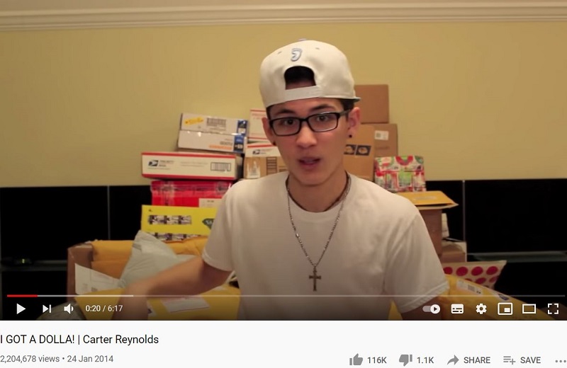 Carter Reynolds' first YouTube video came out on January 24, 2014