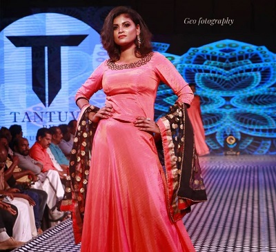 Dhanya Nath while walking for fashion show