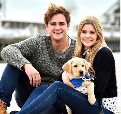 Jenna Rosenow with her fiancé Chris Milligan