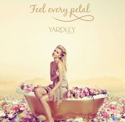 Marina Laswick posing during Yardley's advertisement