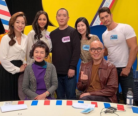 Megan Bowen on the sets of her TV show