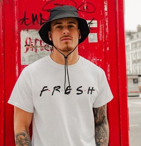 Kori Sampson posing for Fashion Nova Men clothing brand