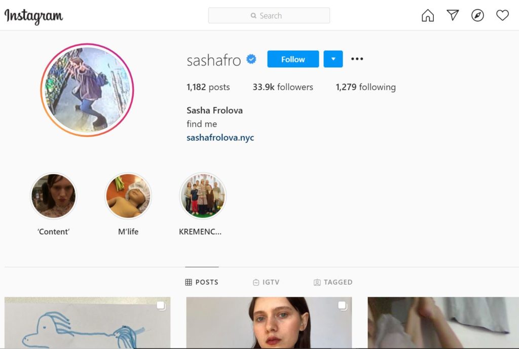 Sasha Frolova Instagram account