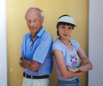 Sasha Frolova with her grandfather