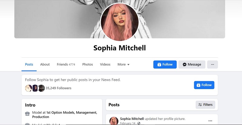 Sophia Mitchell Facebook account