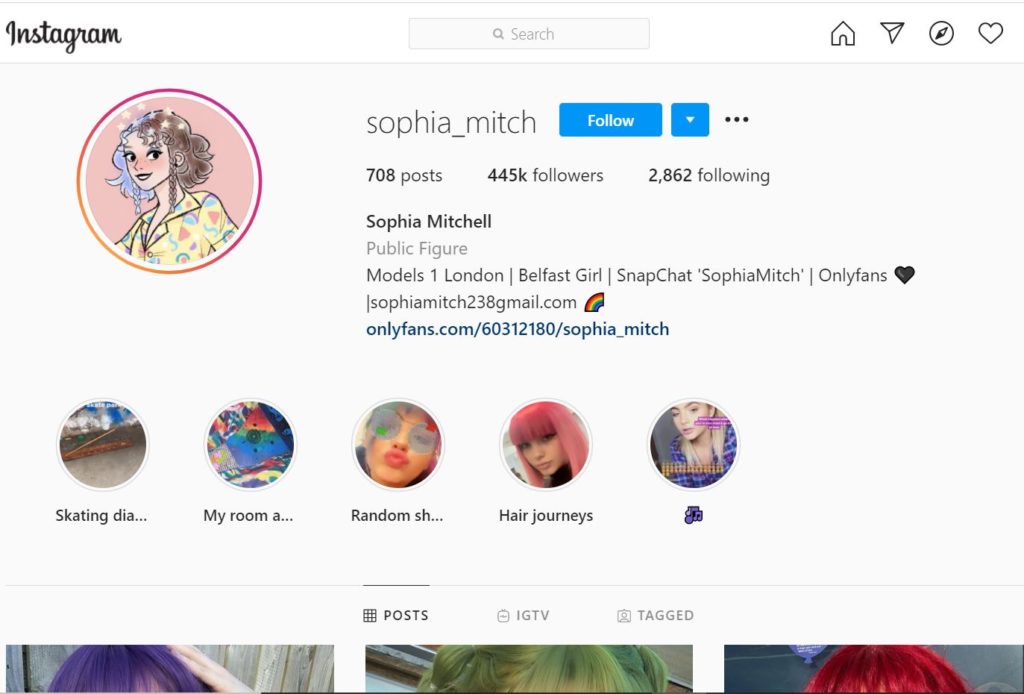 Sophia Mitchell Instagram account