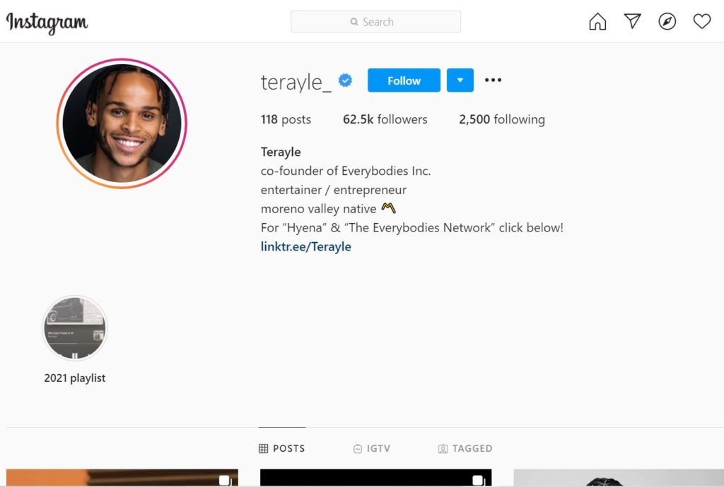 Terayle Hill Instagram account