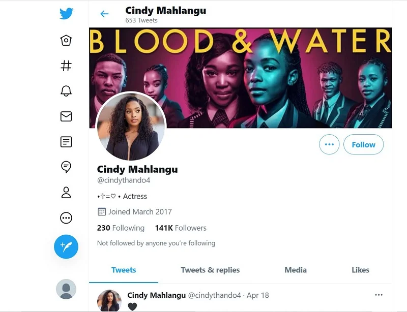 Cindy Mahlangu Twitter account