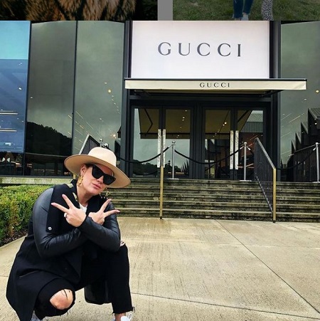 Heather McMahan wears Gucci brand