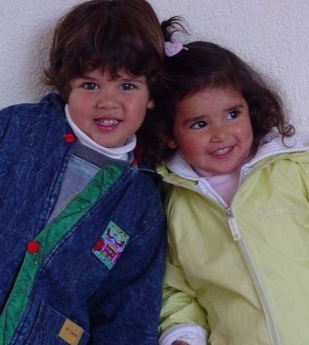 Mario Selman with his baby sister Catalina Selman