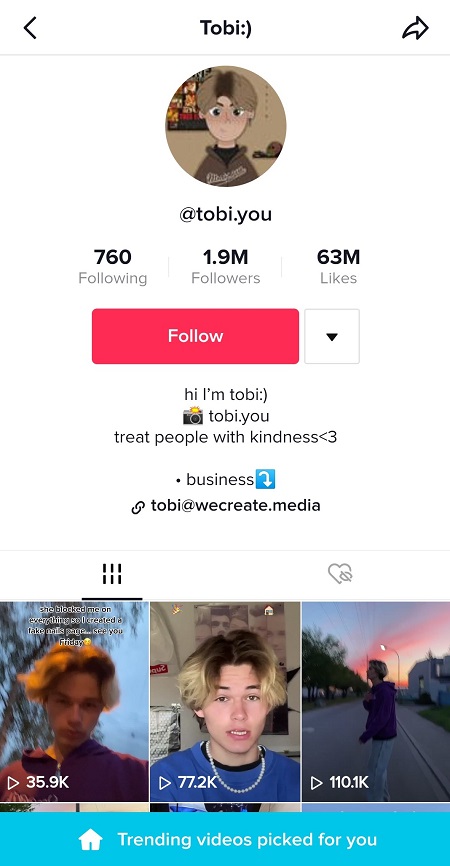 Tobi You TikTok account