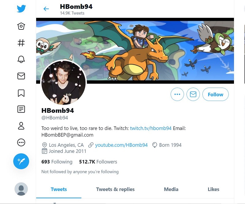 HBomb94 Twitter account