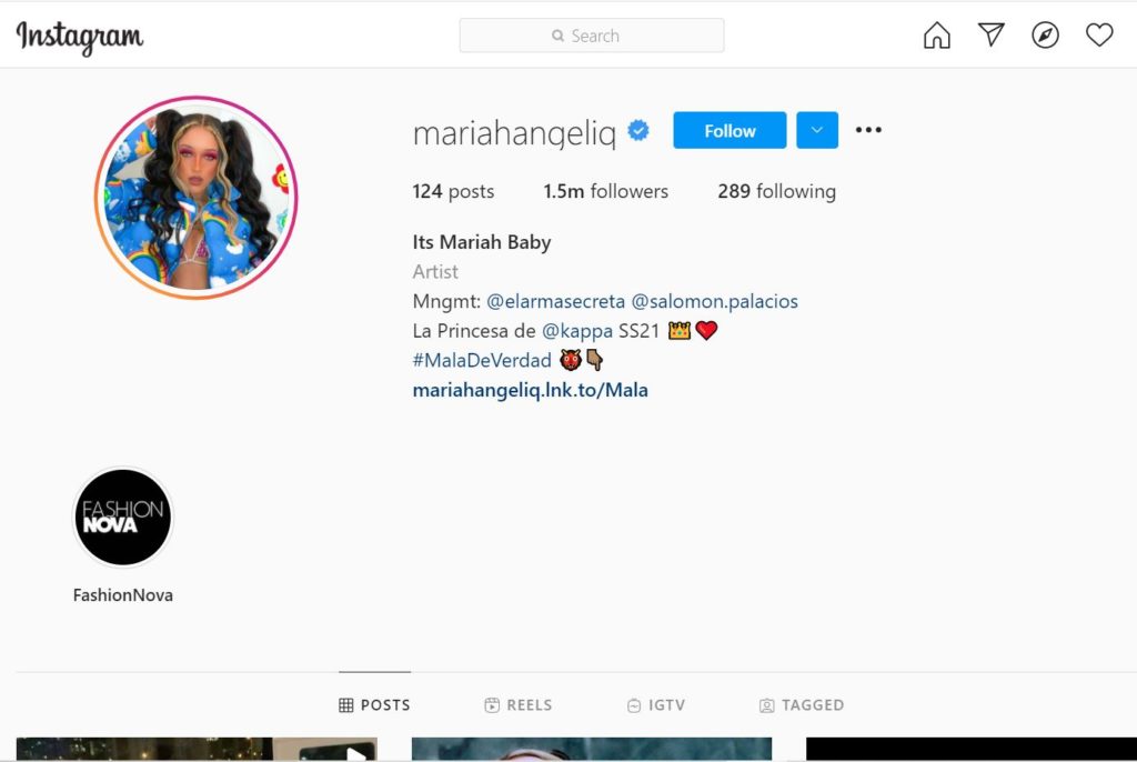 Mariah Angeliq Instagram account