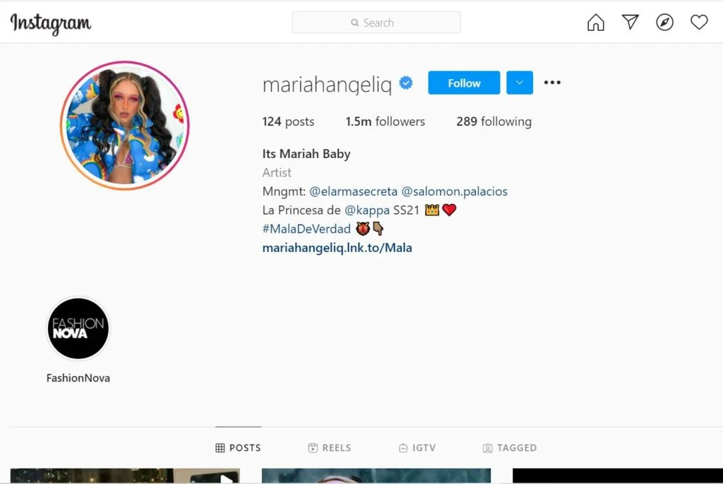 Mariah Angeliq Instagram account