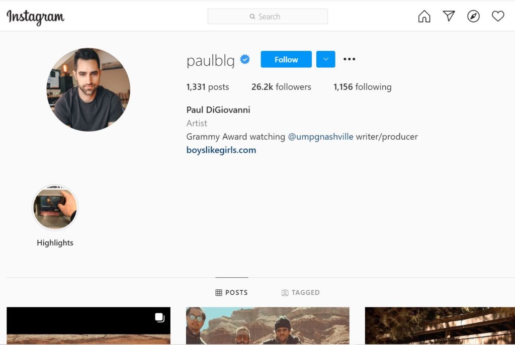 Paul Instagram account