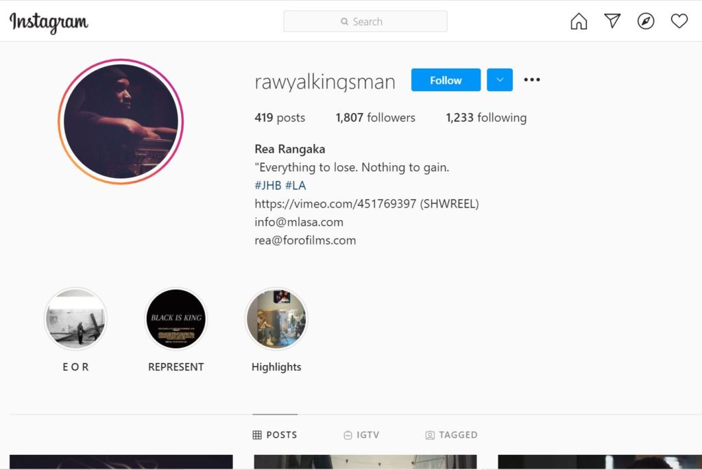 Rea Rangaka Instagram account