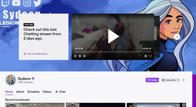 Sydeon Twitch account has over 209,000 followers