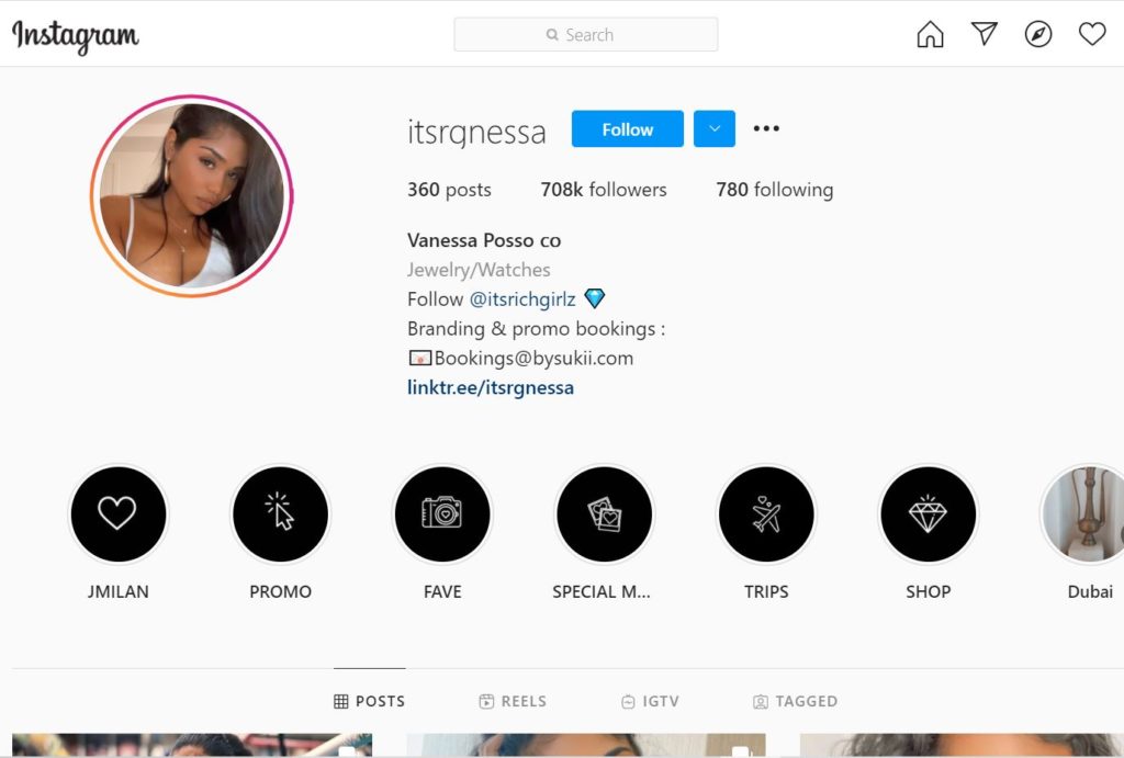 Vanessa Posso's Instagram account