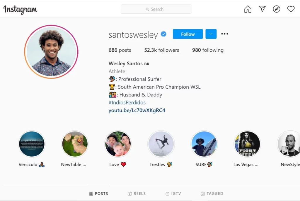 Wesley Santos Instagram account