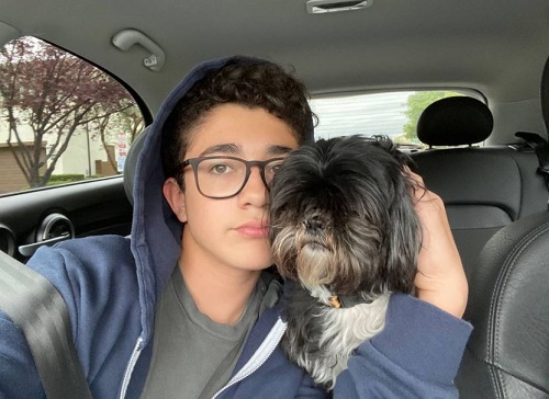 Nicolas Bechtel with his pet dog